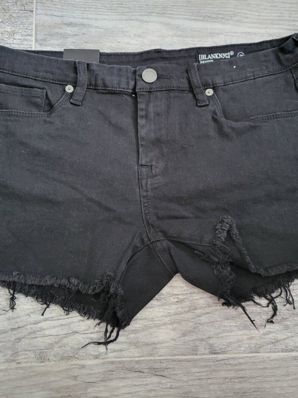 Blank NYC Black Denim Shorts Women's 28 The Astor Cut Off Shorty NWT